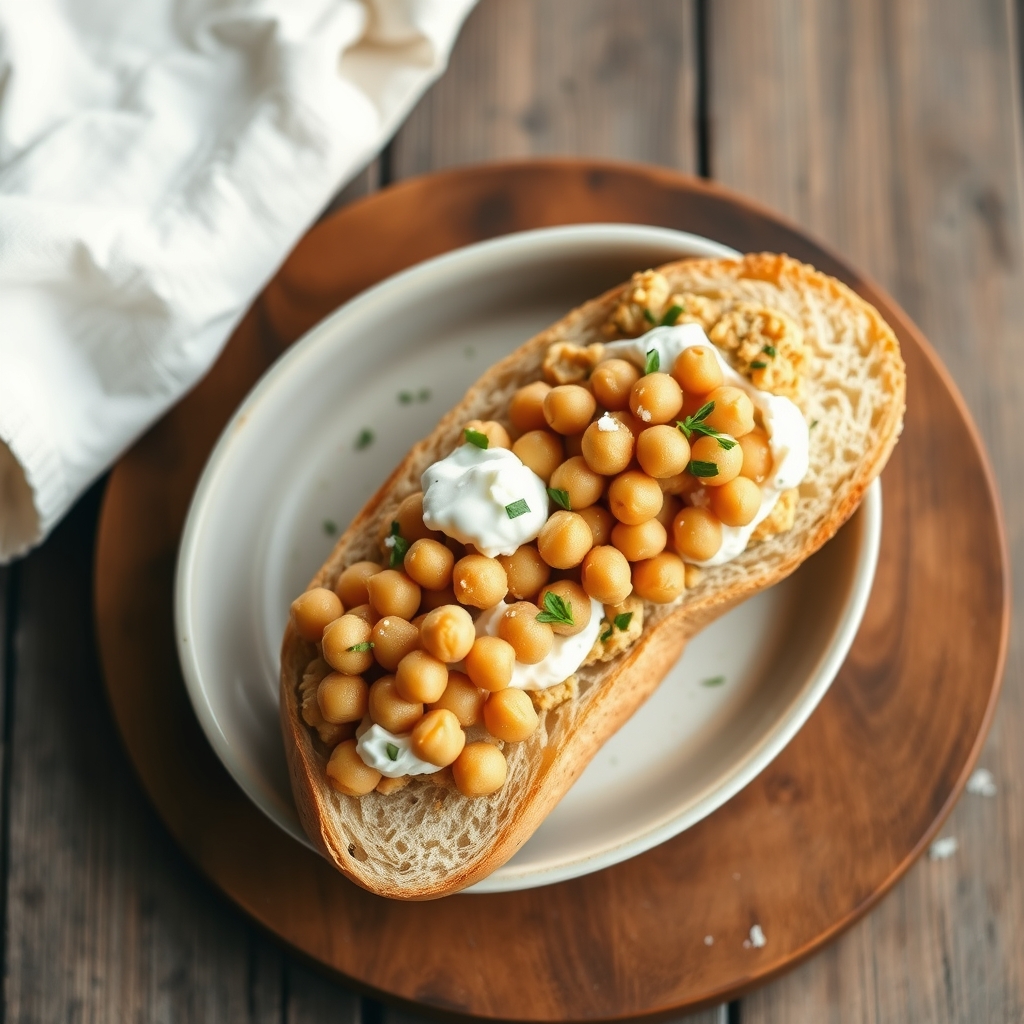 Chickpea Spread On Baguette