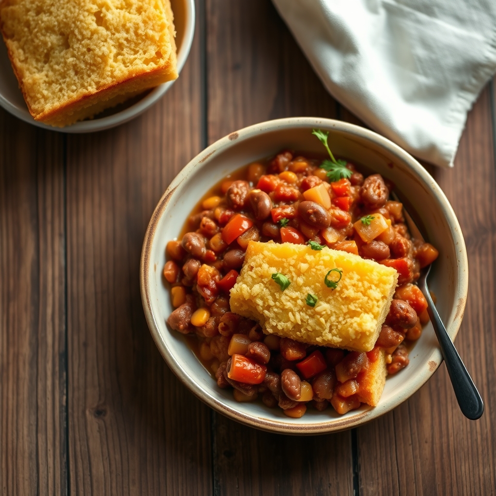 Corn Bread-Bean Casserole