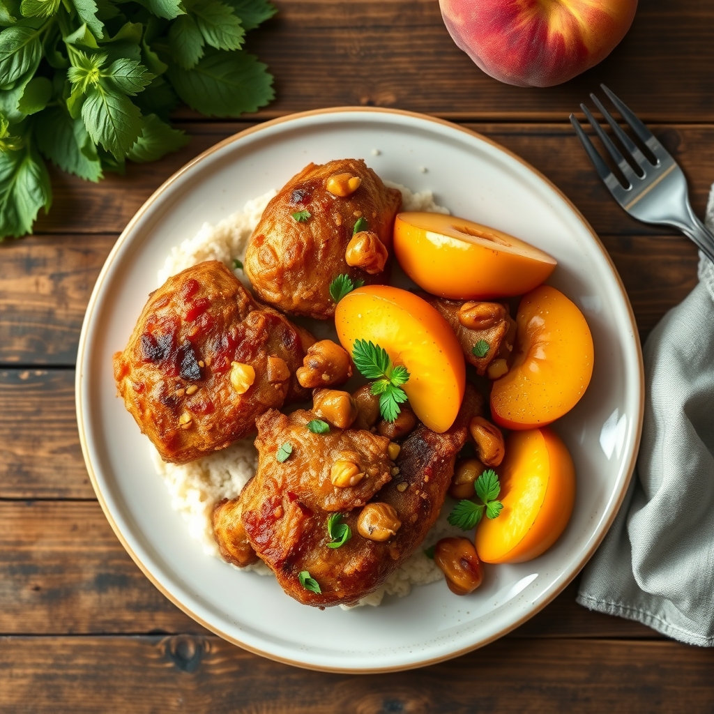 Crispy Ginger Chicken And Peaches(Makes 6 Servings)