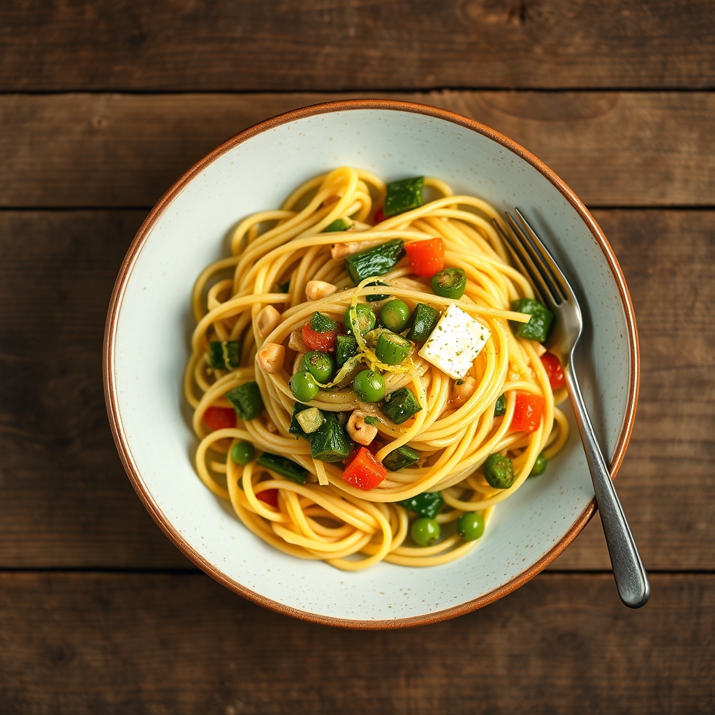 Fettucini With Lemon Vegetables