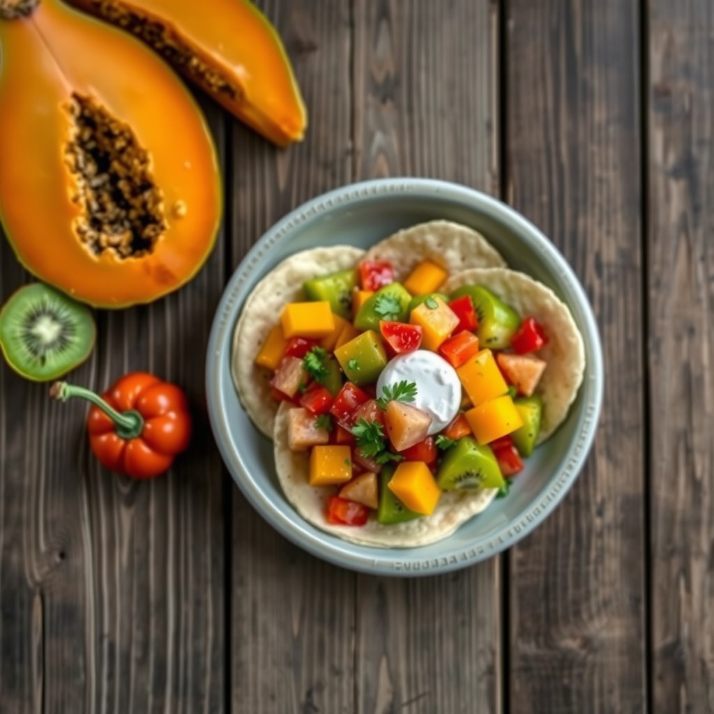 Papaya Salsa & Brie With Tortilla Wedges