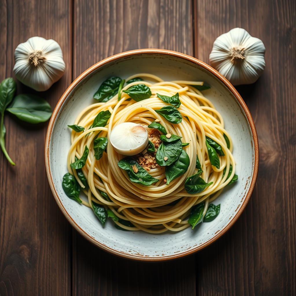 Pasta With Spinach, Garlic And Oil