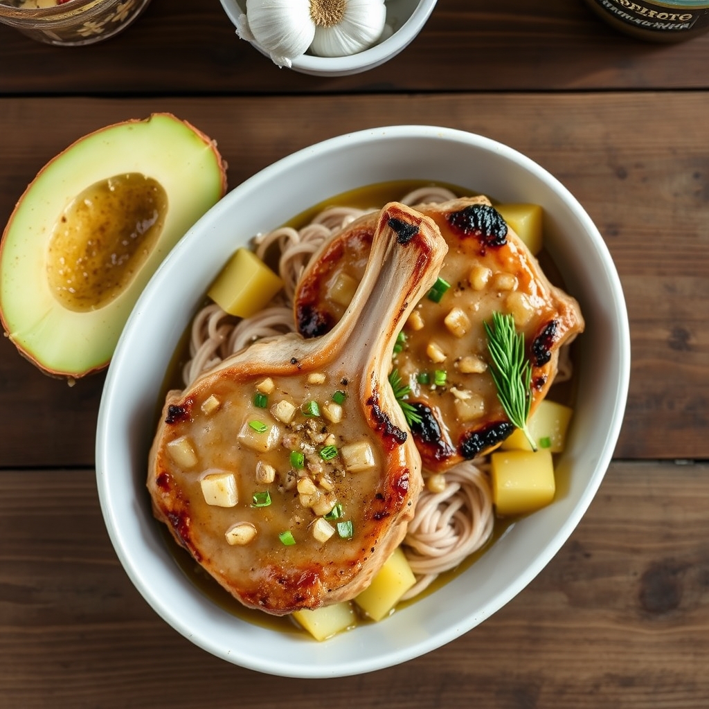 Pineapple Garlic Pork Chops