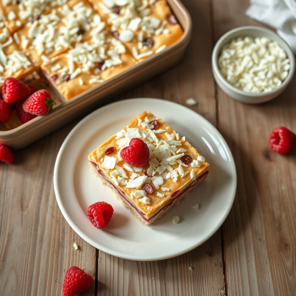 Raspberry Coconut Layer Bars