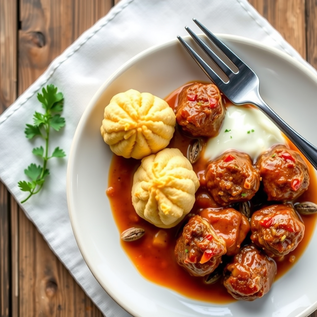 Savory Meatballs With Cheese Biscuits