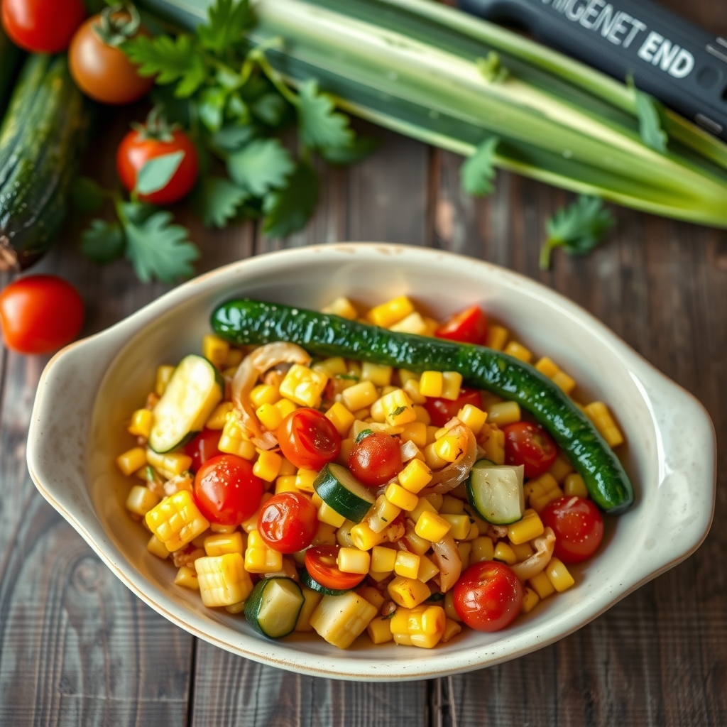Zucchini, Corn, Tomato Dish